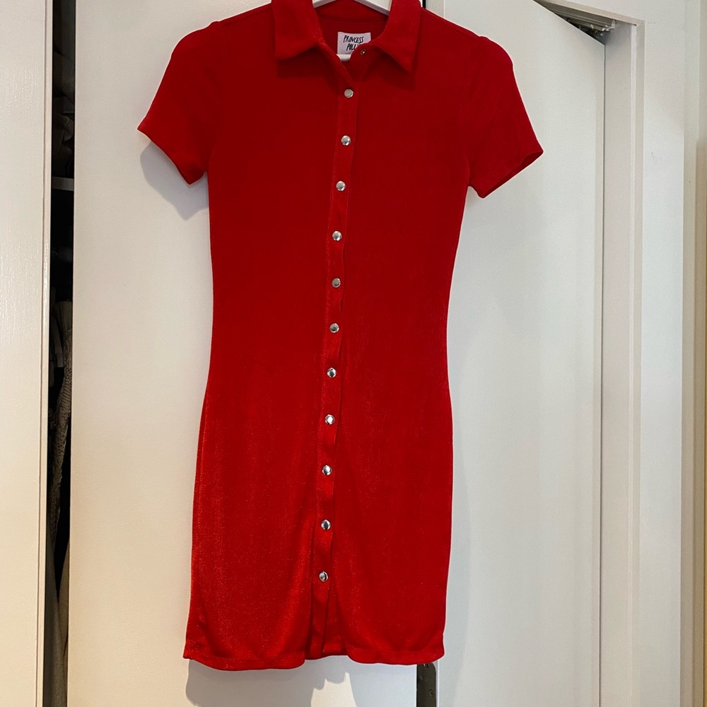 Princess Polly Vibrant Red Button-Up Dress